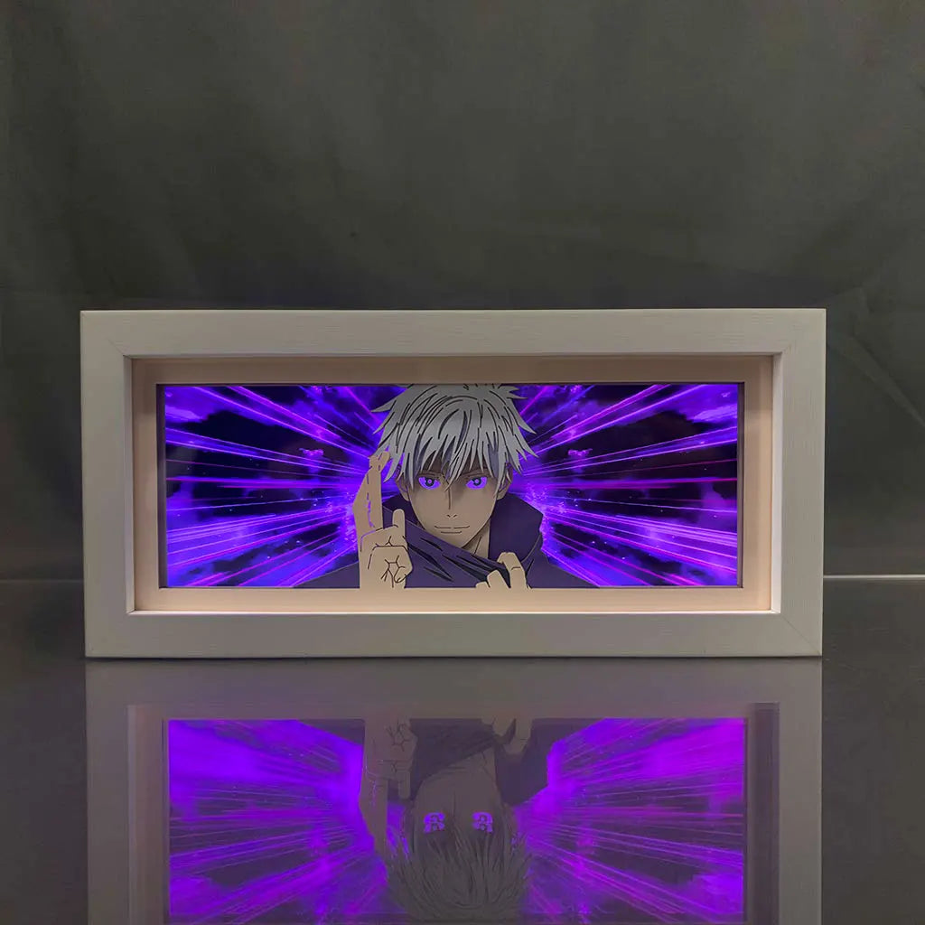 Anime LED Night Light Box Jujutsu Kaisen Satoru Gojo for Kids Room Decoration Nightlight Lightbox Manga 3d Paper Cut Desk Lamp