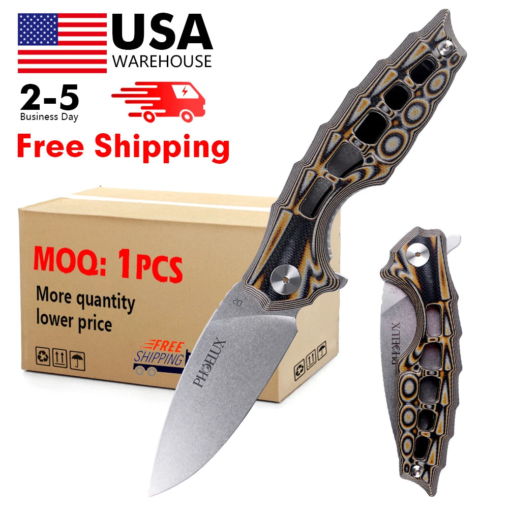 USA Stock High Hardness Convenient Rescue  Knife Outdoor Camping Hunting Tactics Powder Steel Folding Knife