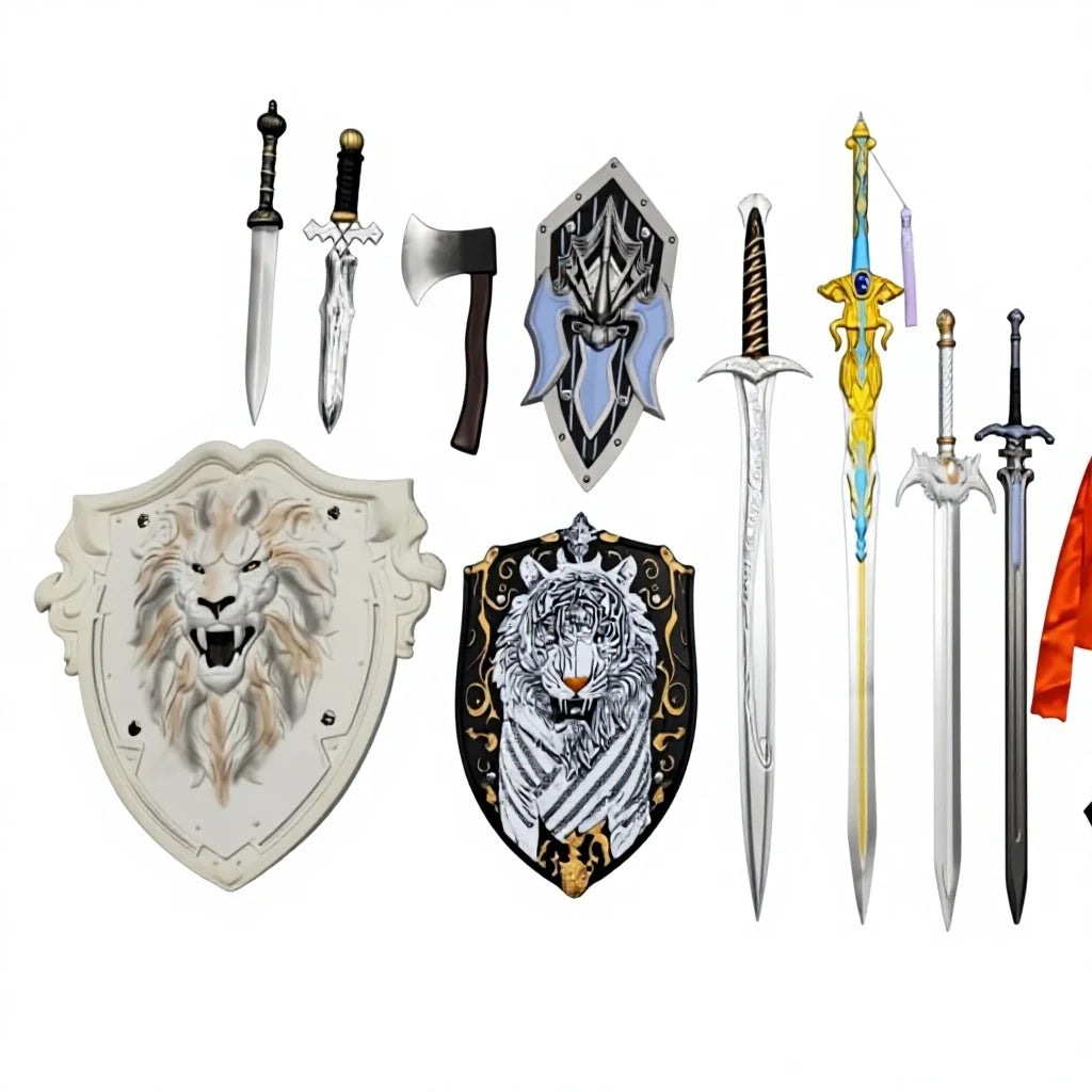 Funky Style Star Sword and Shield Halloween Cosplay Toy Swords Set Lightweight Prop Bat 31.5-Inch Unisex