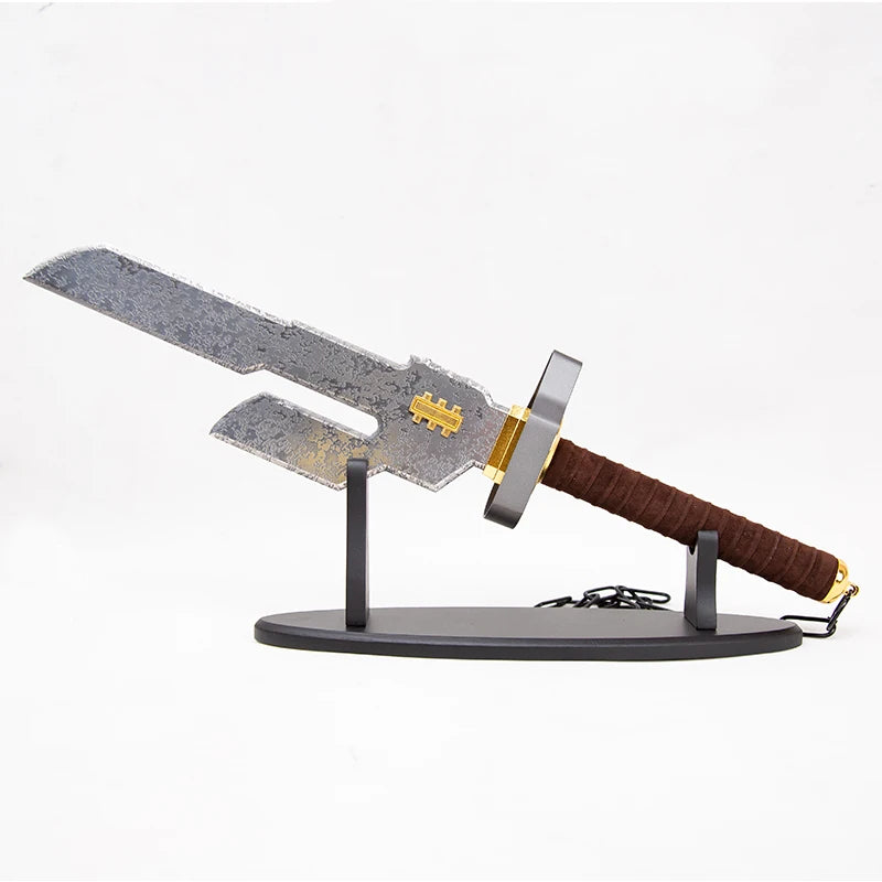 Fantasy Cursed Tool Replica Sword with Stand, Weathered Metal Blade, 14+