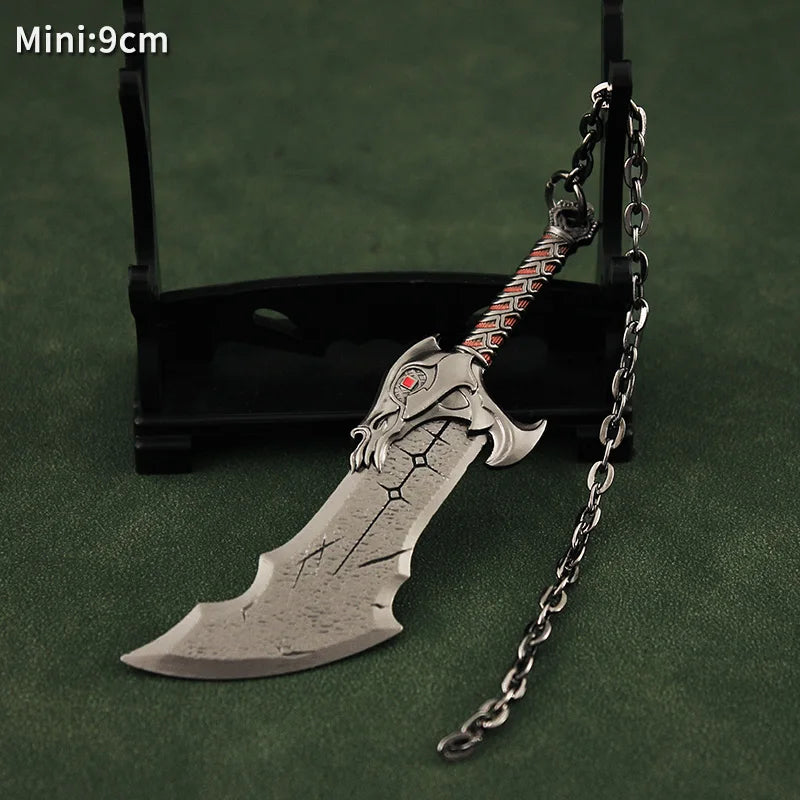 Blades Chaos Keychain Miniature God of War Kratos Leviathan Axe Fashionable Zinc Alloy Metal Swords