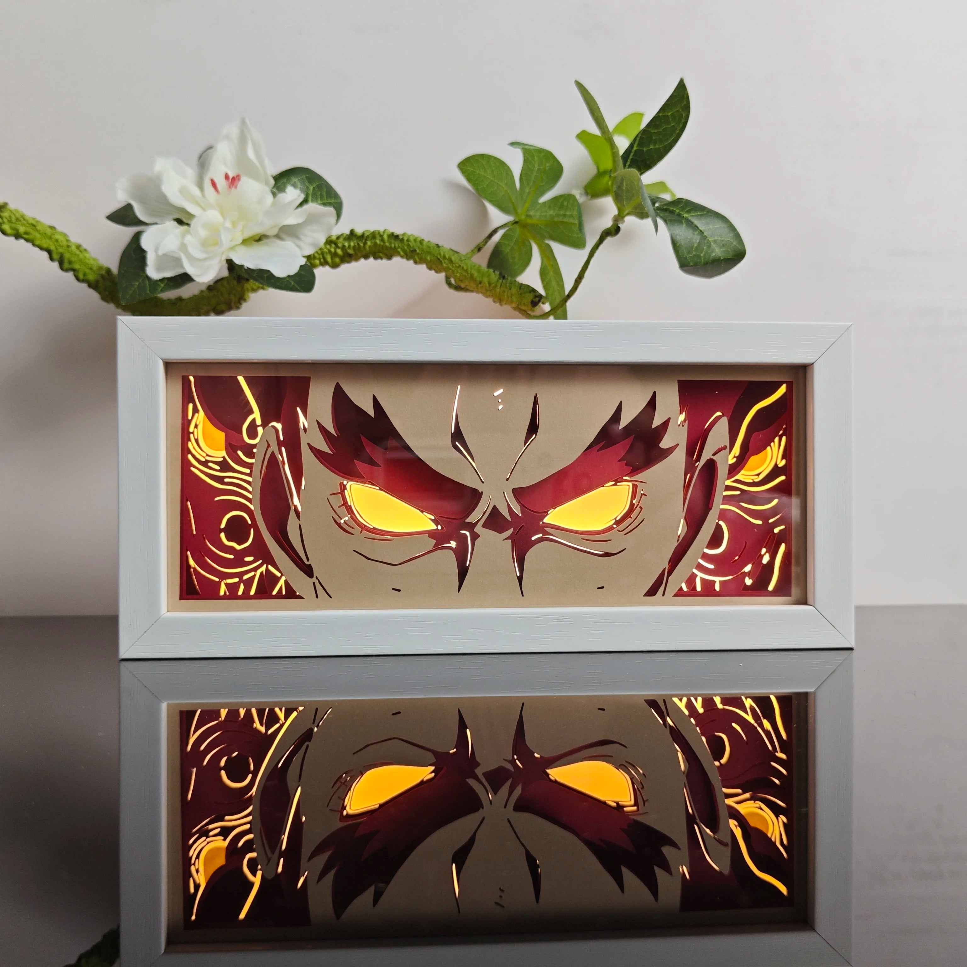 USA Warehouse Dropshipping  Anime Light Box Solo Leveling Paper Art Carved Wooden Table Lamp  Nightlight Bedroom Decoration Gift