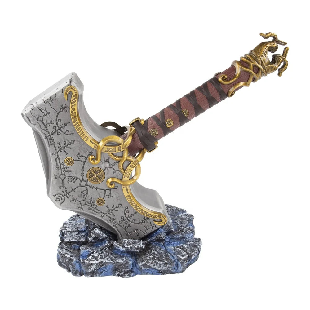 Drop Shipping Full Metal 1:1 Scale God of War Ragnarok Cosplay Prop Weapon Replica Mjolnir Thor Hammer with Resin Base