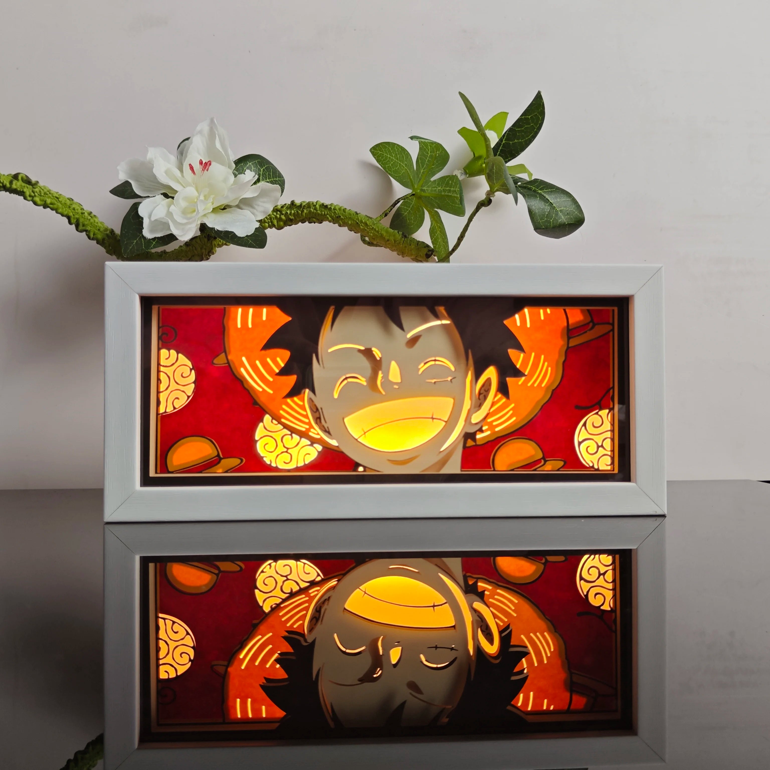 USA Warehouse Dropshipping OnePieces Zoro  Paper Carving Lamp 3D Anime Light Box Handicrafts Table Decoration Christmas Gift