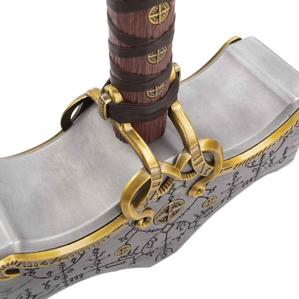 Drop Shipping Full Metal 1:1 Scale God of War Ragnarok Cosplay Prop Weapon Replica Mjolnir Thor Hammer with Resin Base