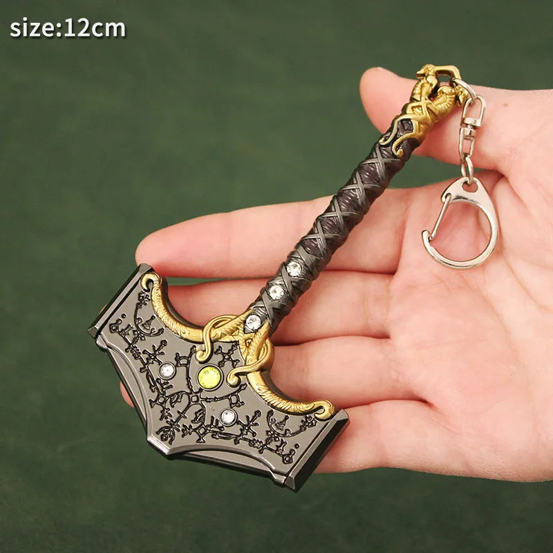 Blades Chaos Keychain Miniature God of War Kratos Leviathan Axe Fashionable Zinc Alloy Metal Swords