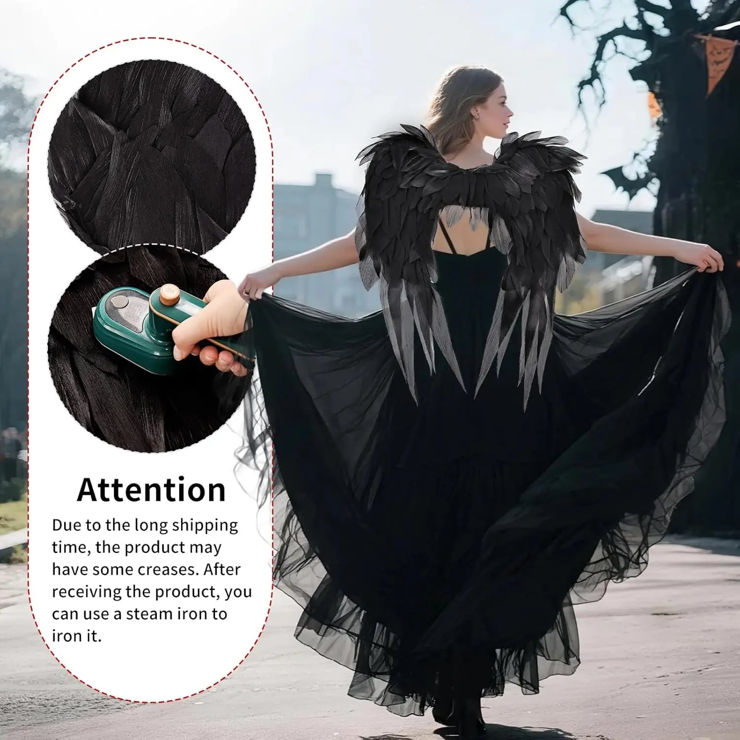 Angel Wings Black 1.8Ft Costume Accessories Photo Booth & Photo Studio Posing Props Women's Cosplay Princess Stage Show