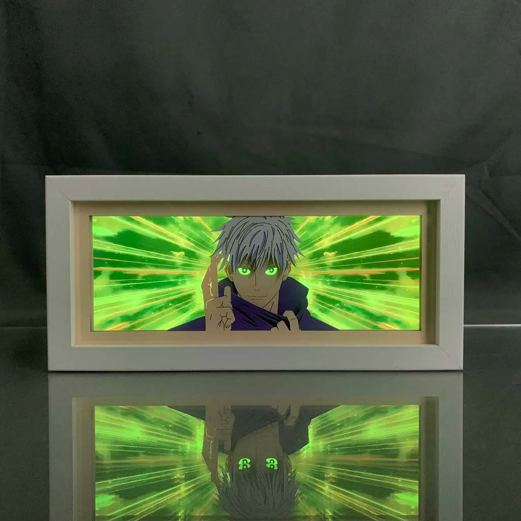 Anime LED Night Light Box Jujutsu Kaisen Satoru Gojo for Kids Room Decoration Nightlight Lightbox Manga 3d Paper Cut Desk Lamp