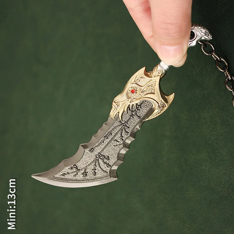 Blades Chaos Keychain Miniature God of War Kratos Leviathan Axe Fashionable Zinc Alloy Metal Swords