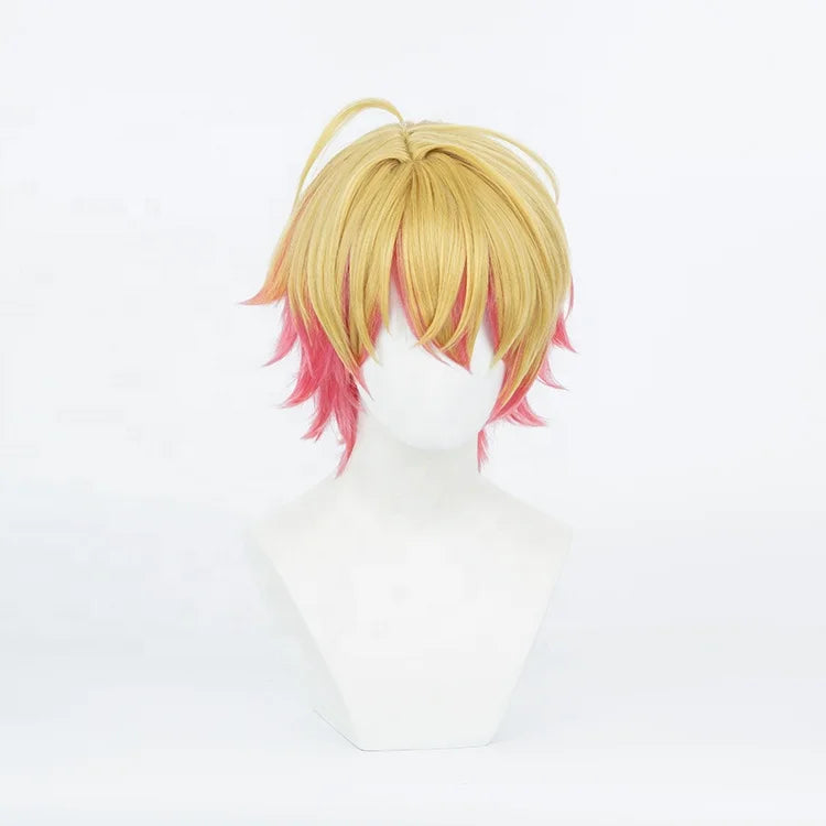 Wholesale 35cm Short Blonde Rose Mixed Hoshino Akuamarin Wig Oshi No Ko Synthetic Anime Cosplay Costume Wig
