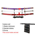 Roronoa Zoro Three Piece Katana Set Handmade Shusui Enma  Kitetsu Swords With Free Display Stand and Belt Cosplay Prop