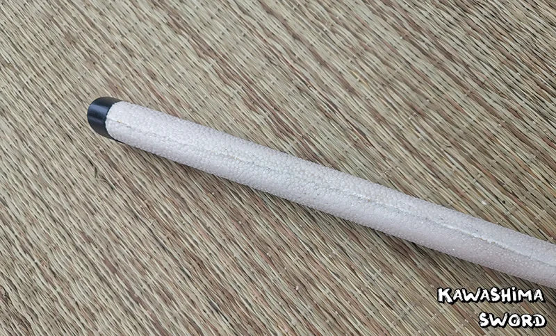 The Same Rayskin For Japanese Sword Tsuka-Wood Handle Wrapped With Real Stingray Skin For Samurai Sword Katana-Black/White
