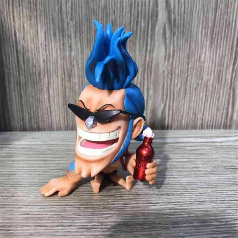 FigureCrazy One Piece FRANKY Q Laughing Out Sitting Cute Ver. PVC Action Figures OP Luffy Zoro Nami Brook Chopper Usopp 10cm