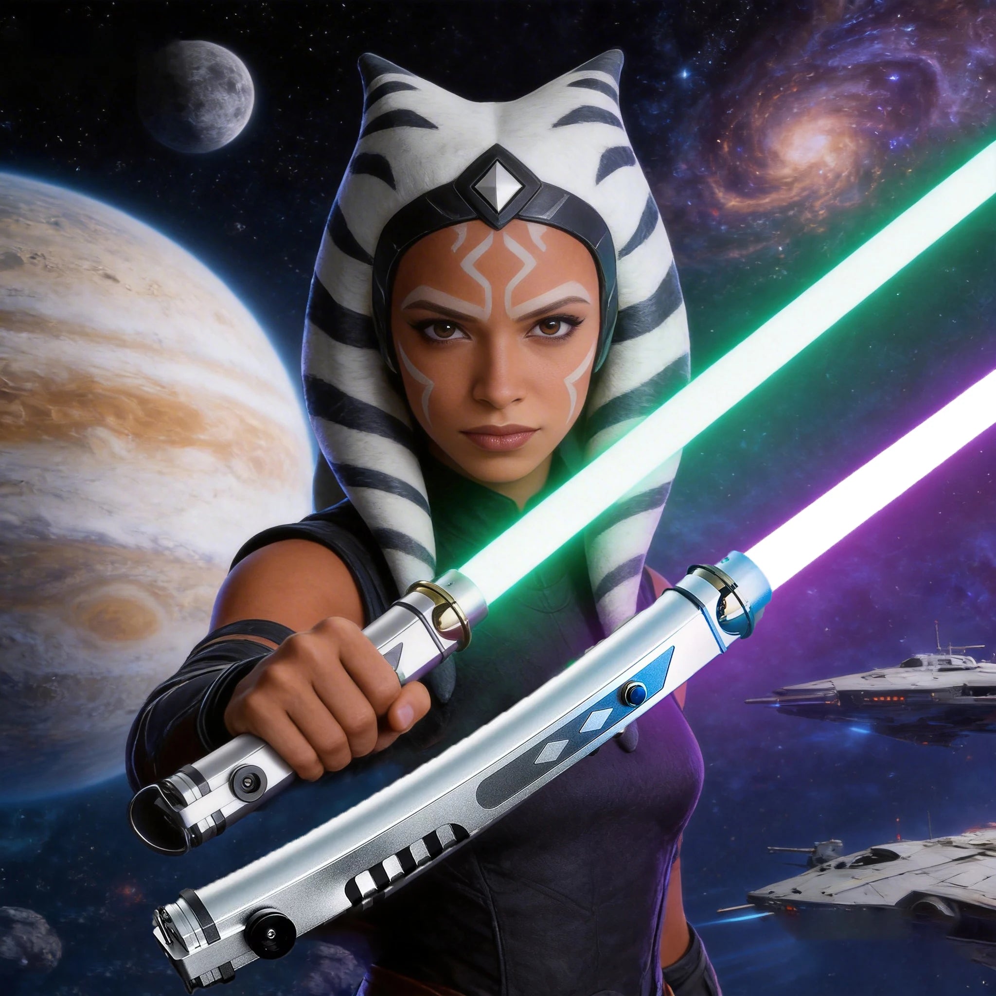 Ahsoka Tano Neopixel Lightsaber Duel Set Proffie 2.2 Metal Hilt Force FX Light Saber with 19 Colors, Smooth Swing, Double Sword