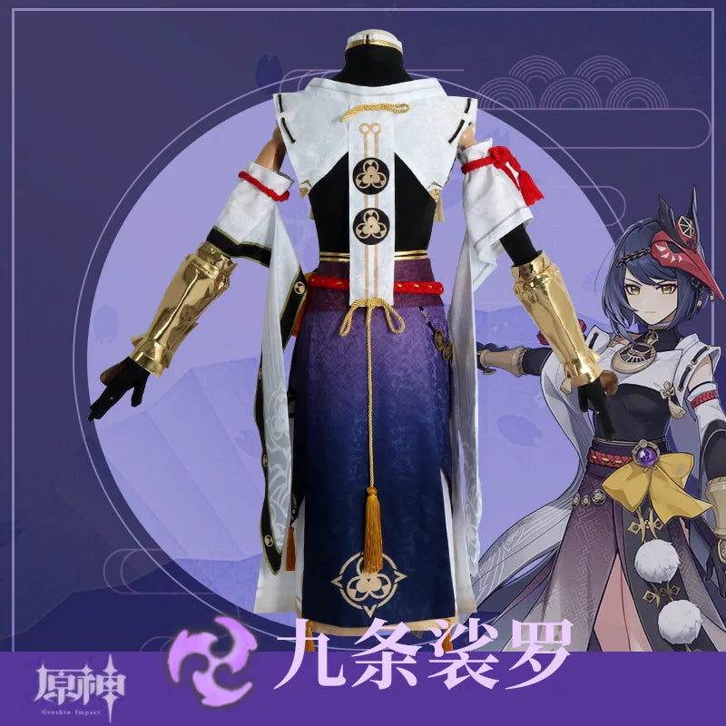 Genshin Impact Kujo Sara Cosplay Costume Anime Cosplay Wig Halloween Carnival Women's Costume Clothing Including Gloves Socks