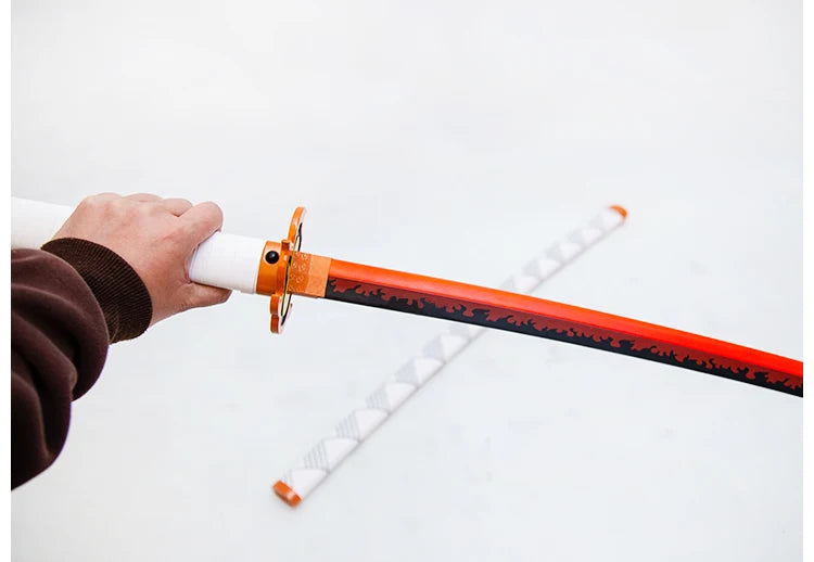 Light-Up Samurai Sword Prop, Flame Pattern Unsharpened Katana, Anime-themed Collectible Toy