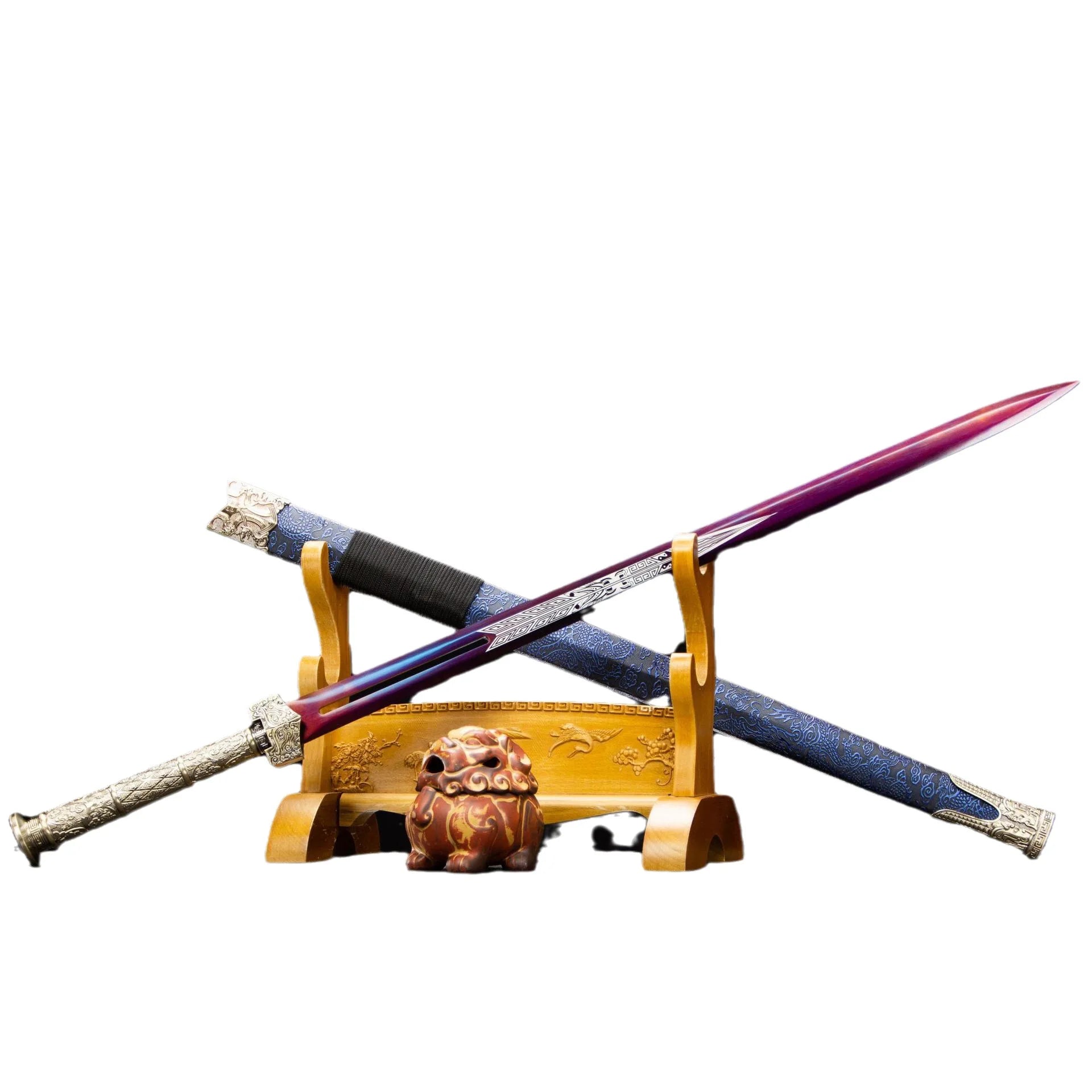 Longquan City High Manganese Steel Roasted Purple Spring Autumn Han Qin King Tang Qing Cold Weapon Sword Unopened Blade Gift Box