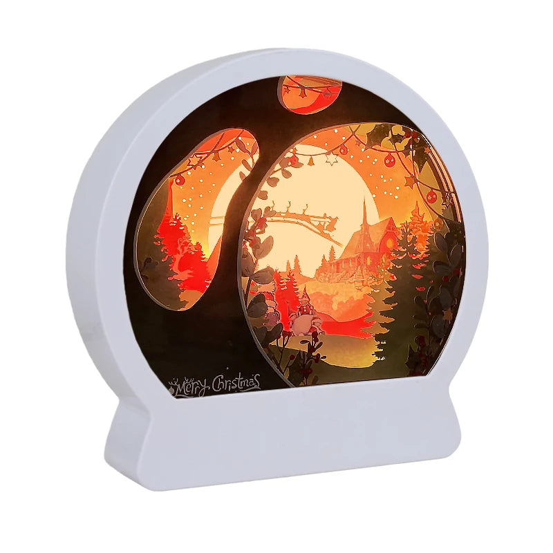 Cartoon Anime Light Box 3D Paper Carving Lamp Round Frame Anime Character LED Night Light Birthday Christmas Gift Item for Kids