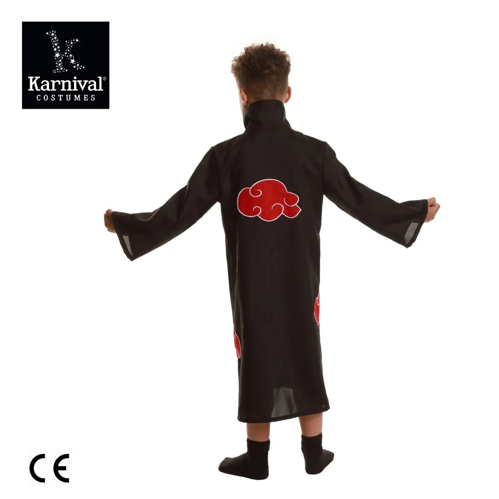 Wholesale Akatsuki Red Cloud Ninja Robe Black Red Suit Costume Kimono Halloween Carnival Party Anime Cosplay Children's Costume