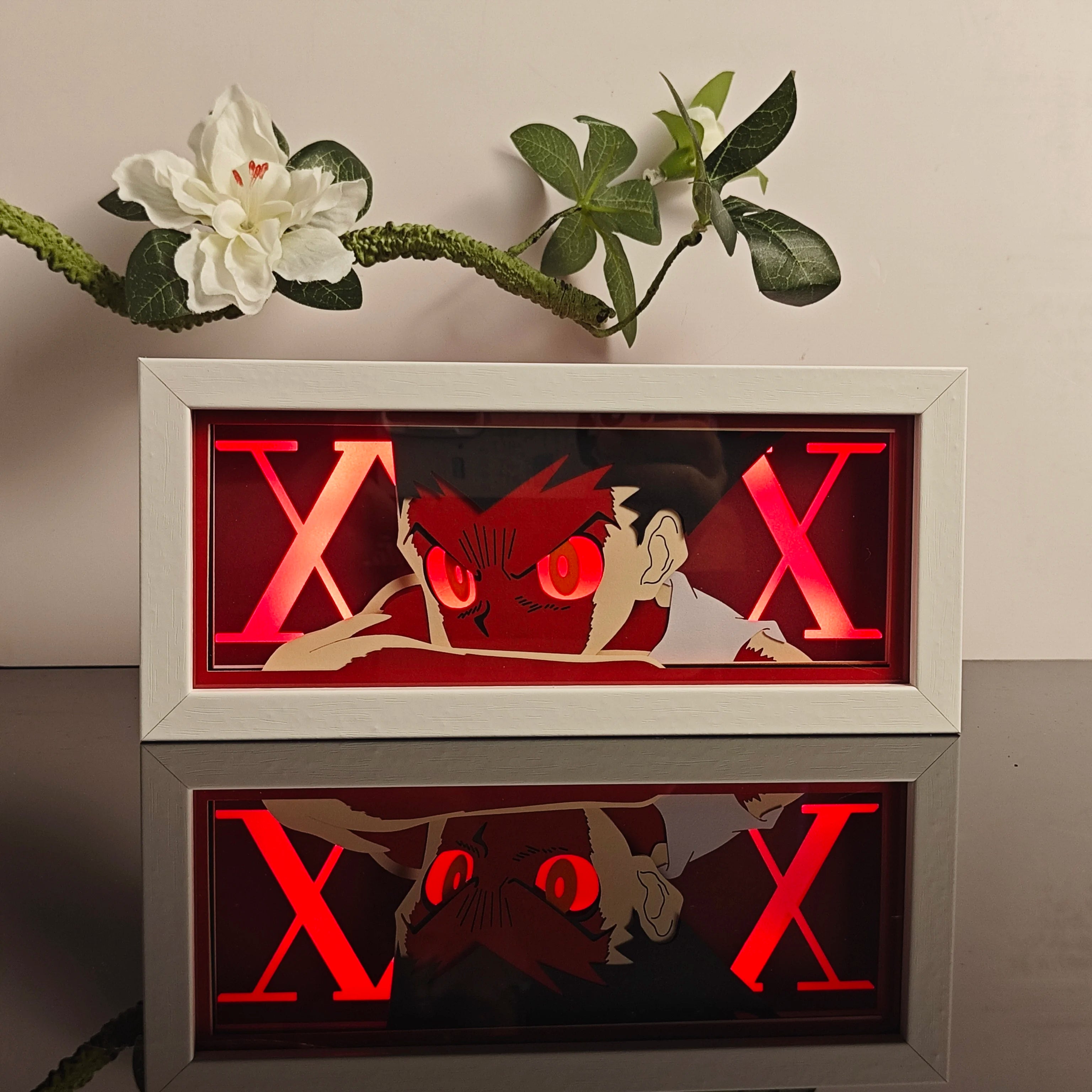 USA Warehouse Dropshipping  Anime Light Box Solo Leveling Paper Art Carved Wooden Table Lamp  Nightlight Bedroom Decoration Gift