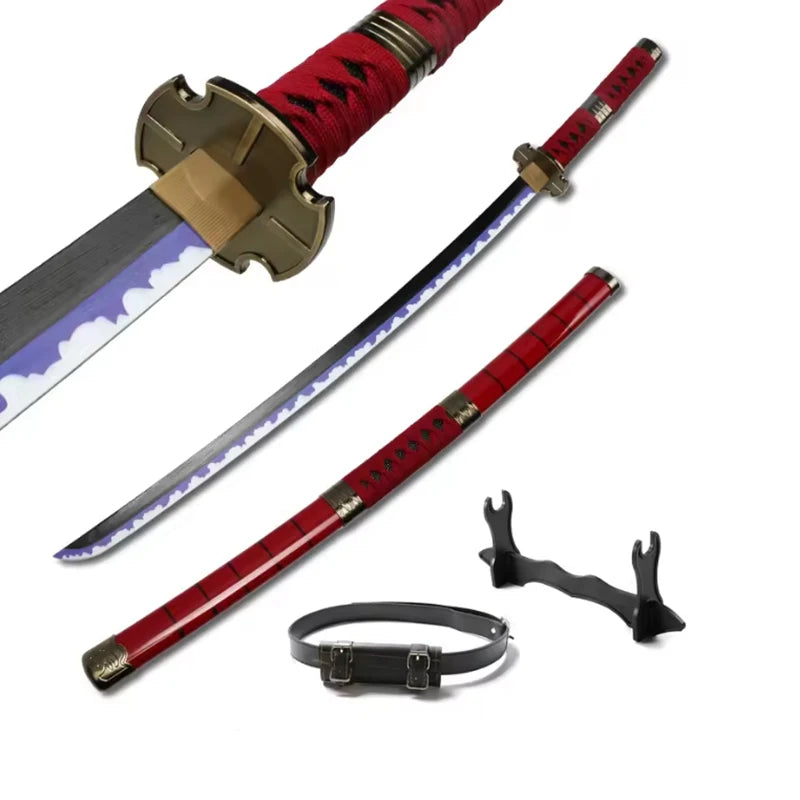 Anime Wooden Sword 80cm/31.5in Role Playing Weapon Prop  Zoro Sword Original Blade Pattern Free Waist Belt and Knife Holder