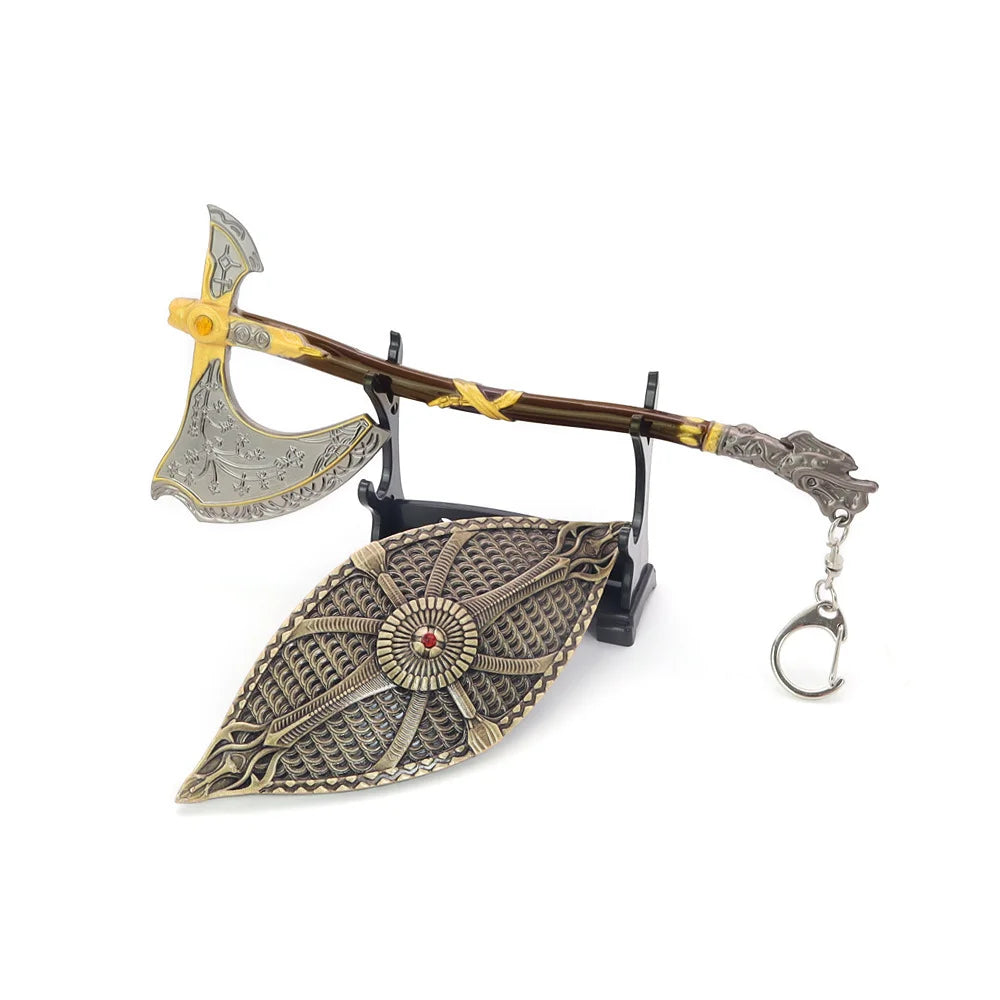 Blades Chaos Keychain Miniature God of War Kratos Leviathan Axe Fashionable Zinc Alloy Metal Swords