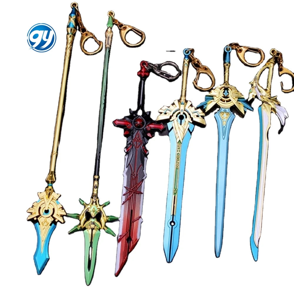 GY Genshined Impact 6Cm Metal Anime Sword Crafts Souvenir Gift Weapon Model Keychain Comics Cosplay Keyring Other Key Chains