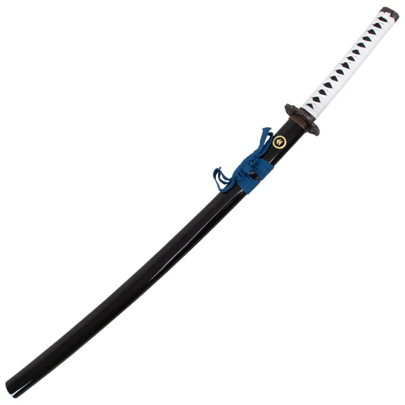 14+ Japanese Samurai Katana, Unsharpened Replica Sword, White Tsuka, Black Scabbard, for Adult Collectors & Cosplay