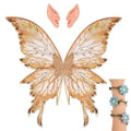 Fairy Wings Costume Set for Adults Butterfly Wings with Elf Ears & Flower Arm Wraps for Halloween Cosplay Photo