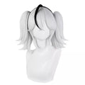 Wholesale Wuthering Waves Game 35cm Short Silver Black Mixed Camellya Chun Wig Synthetic Anime Cosplay Wig With Two Ponytails