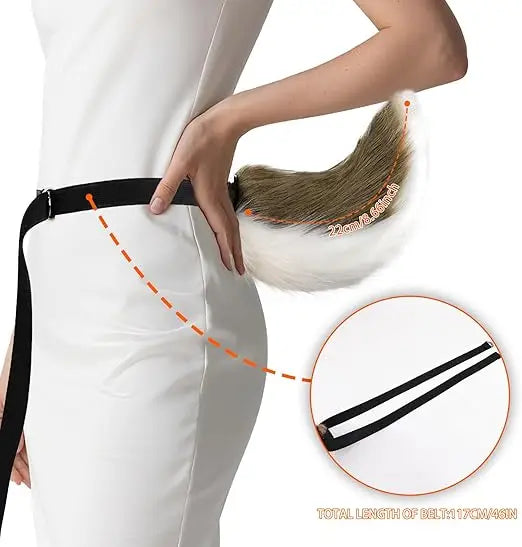 Deer Tail Goat Tail-Fiber Filled Faux Fursuit Tail With Adjustable Waist StrapFor Adult Halloween Easter Animal Cosplay