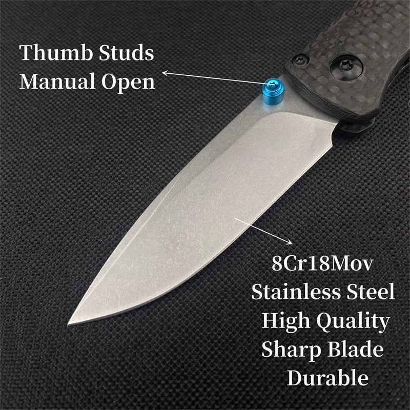 BM535 533-3 Mini Carbon Fiber Folding Knife S90V Black Damascus Steel Blade Outdoor Camping & Hunting Pocket Tactical EDC Tool