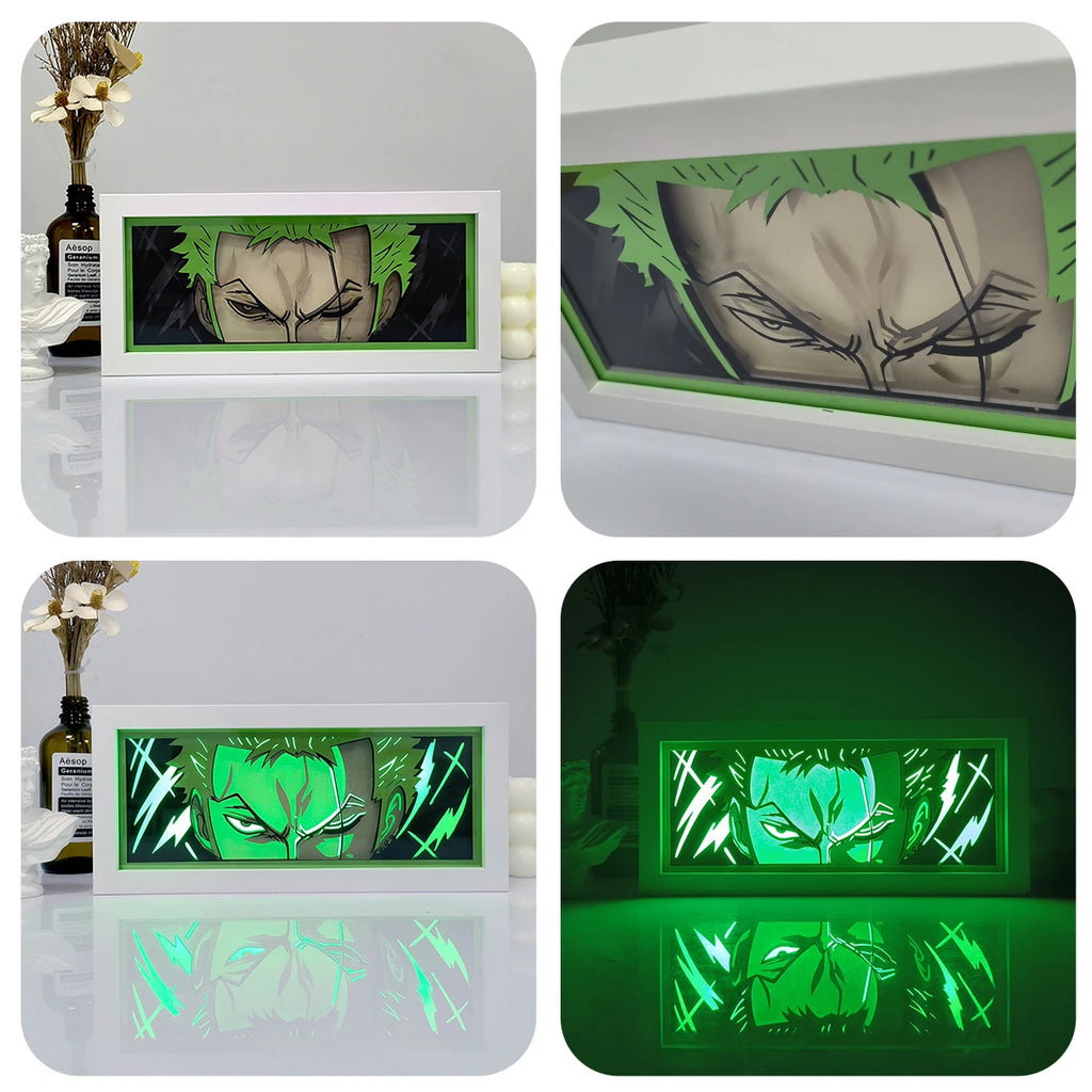 USA Warehouse Dropshipping OnePieces Zoro  Paper Carving Lamp 3D Anime Light Box Handicrafts Table Decoration Christmas Gift