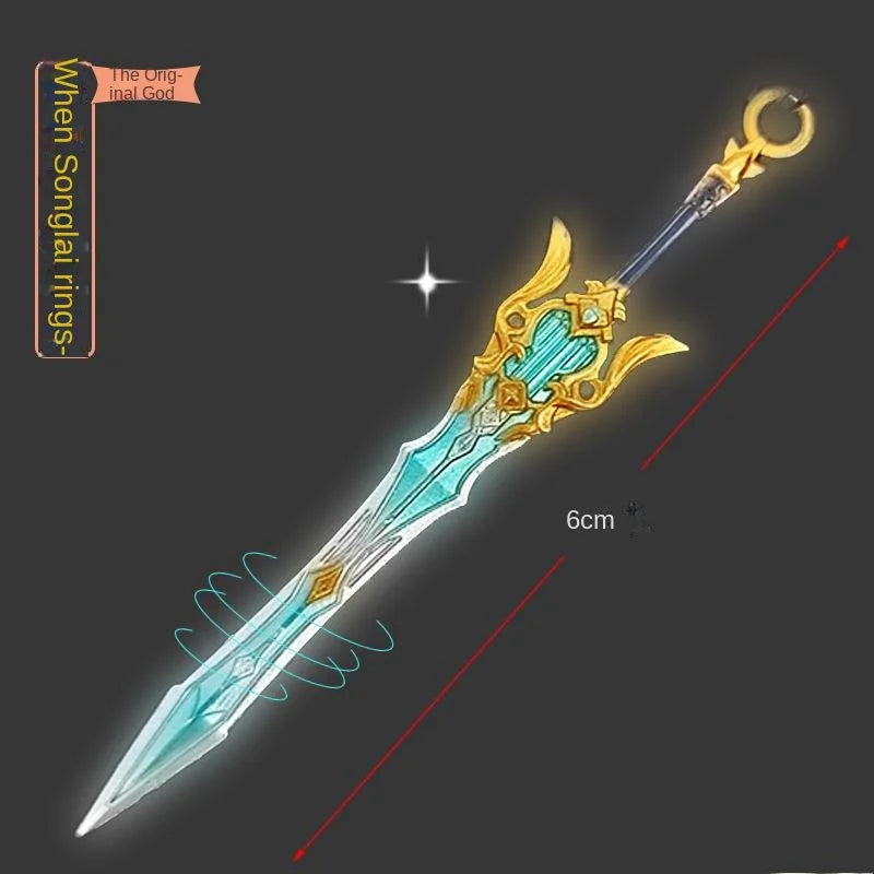 GY Genshined Impact 6Cm Metal Anime Sword Crafts Souvenir Gift Weapon Model Keychain Comics Cosplay Keyring Other Key Chains