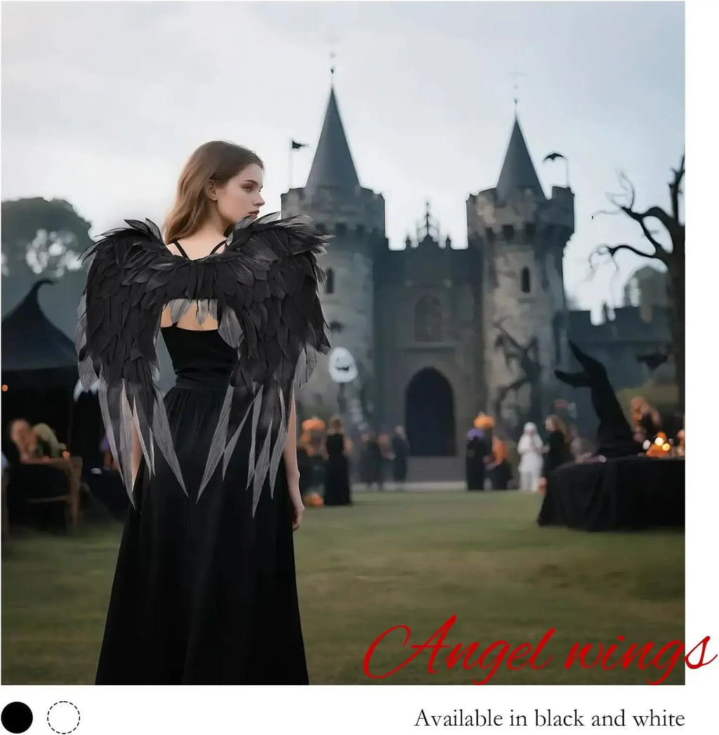 Angel Wings Black 1.8Ft Costume Accessories Photo Booth & Photo Studio Posing Props Women's Cosplay Princess Stage Show