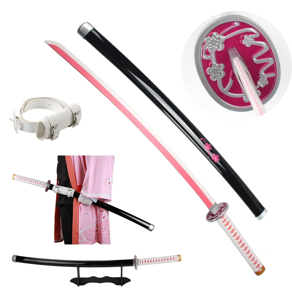 Anime Katana 104cm/41in Tanjiro Zenitsu Kyoujurou Samurai Swords Original Texture Anime Katana Cosplay Bamboo Wooden Toy Sword