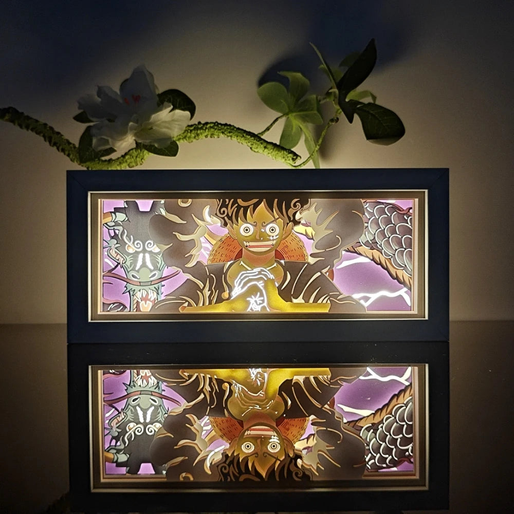 USA Warehouse Dropshipping One Pieces Anime Paper Carving Lamp 3D Anime Light Box Handicrafts Table Decoration Christmas Wedding