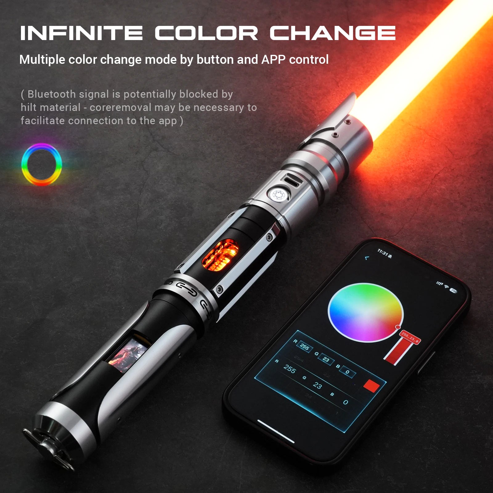 LGTSABERS Customizable Proffie Neopixel Saber Heavy Dueling Lightsaber Laser Sword W/ Rotating Crystal and Led Screen Kids Toy