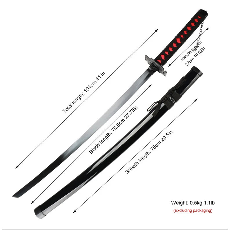 BLEACH Zanpakutou 41in Kurosaki Ichigo New Moon Tensa Zangetsu Anime COS Weapon Wooden Sword Comes with Belt and Blade Holder