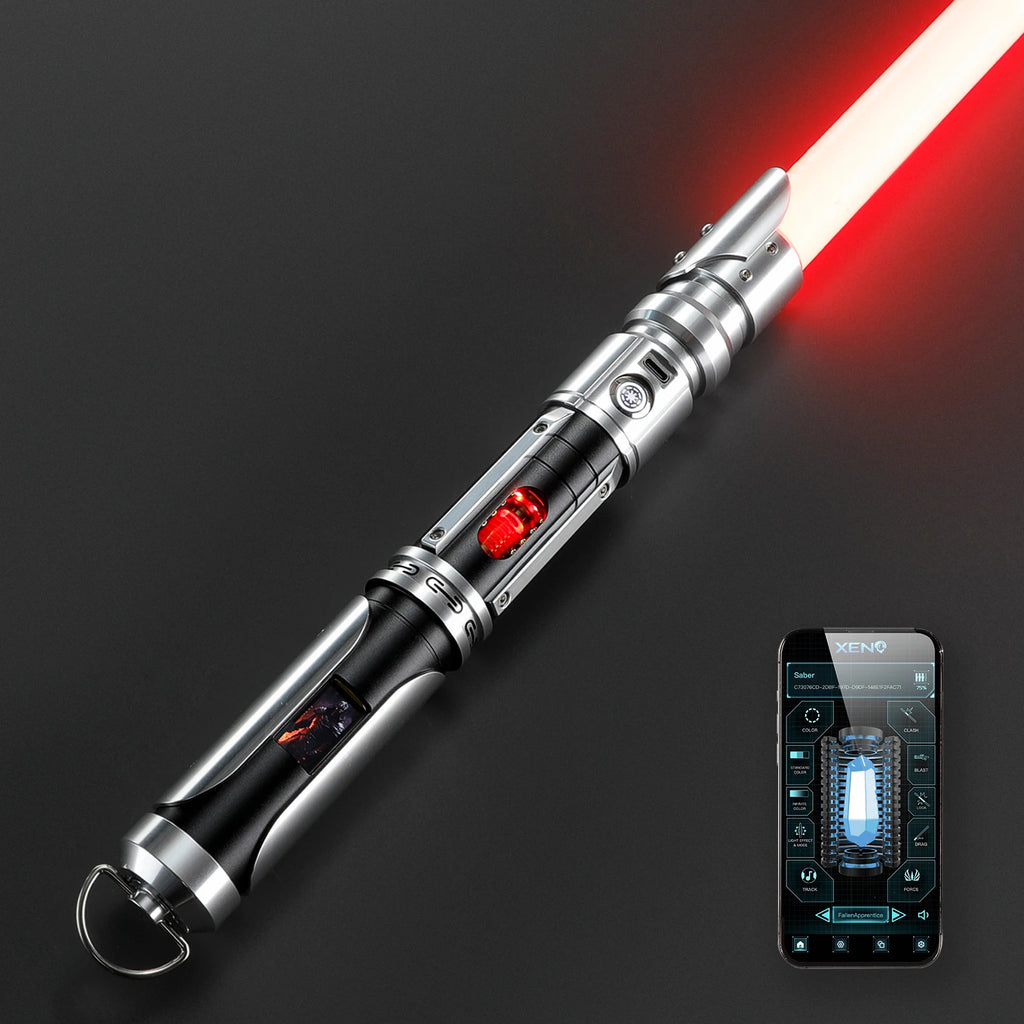 World's Exclusive Neopixel LED Light Saber Sword with OLED Display Screen Original Lightsaber Spinning Chamber Light-up Toys