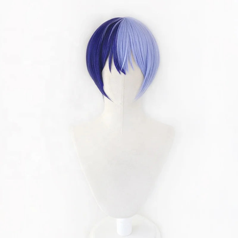 Wholesale Short Aoyagi Toya Bobo Wig 30cm Straight Half Dark Blue Half Blue Synthetic Project Sekai Game Anime Cosplay Wig