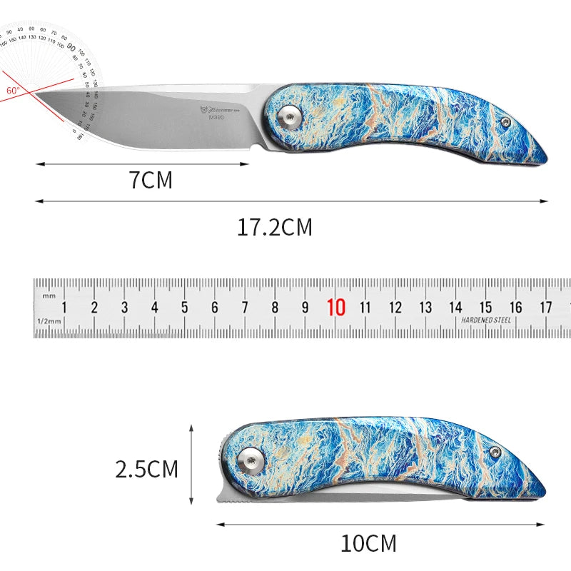 PioneerEDC Gr5 Titanium Alloy Survival Knife EDC Folding Utility Knife M390 Steel Blade High Hardness Tactical Camping Knife