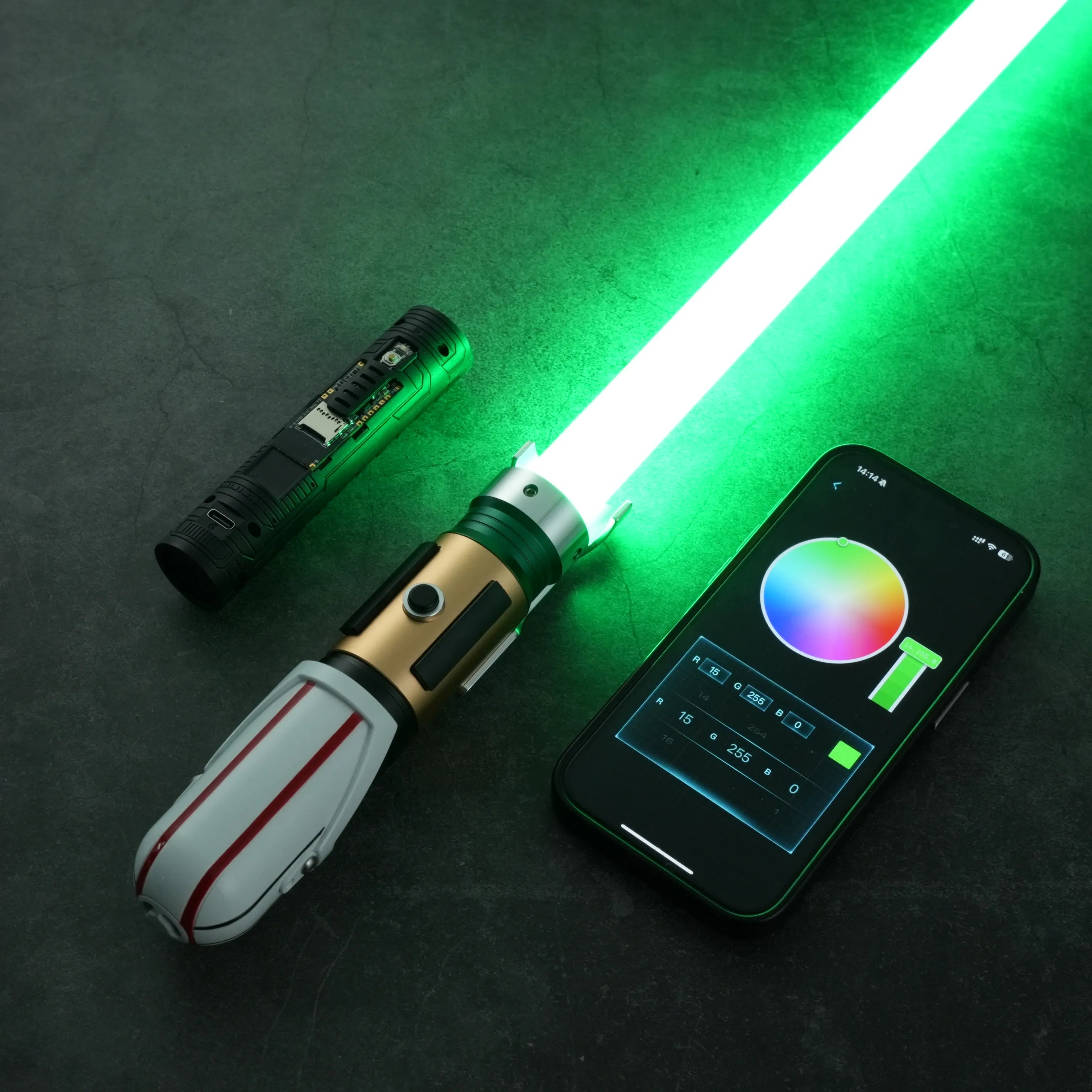 2026 New Saber Grogu Inspiration Lightsaber RGB Rechargeable Light-Up Toy Small Size Metal Handle with Sound Effects Laser Sword