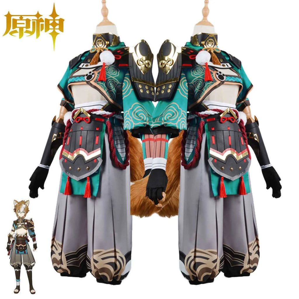 Genshin Impact Gorou Cosplay Costume Wig With Ears Goro Cosplay Tail Costumes Full Set Cosplay Props Party Outfits