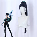 Wholesale KDA Kaisa Peluca 80cm Long Dark Blue Green Mixed League of Legends LOL Synthetic Anime Cosplay Wig With One Ponytail