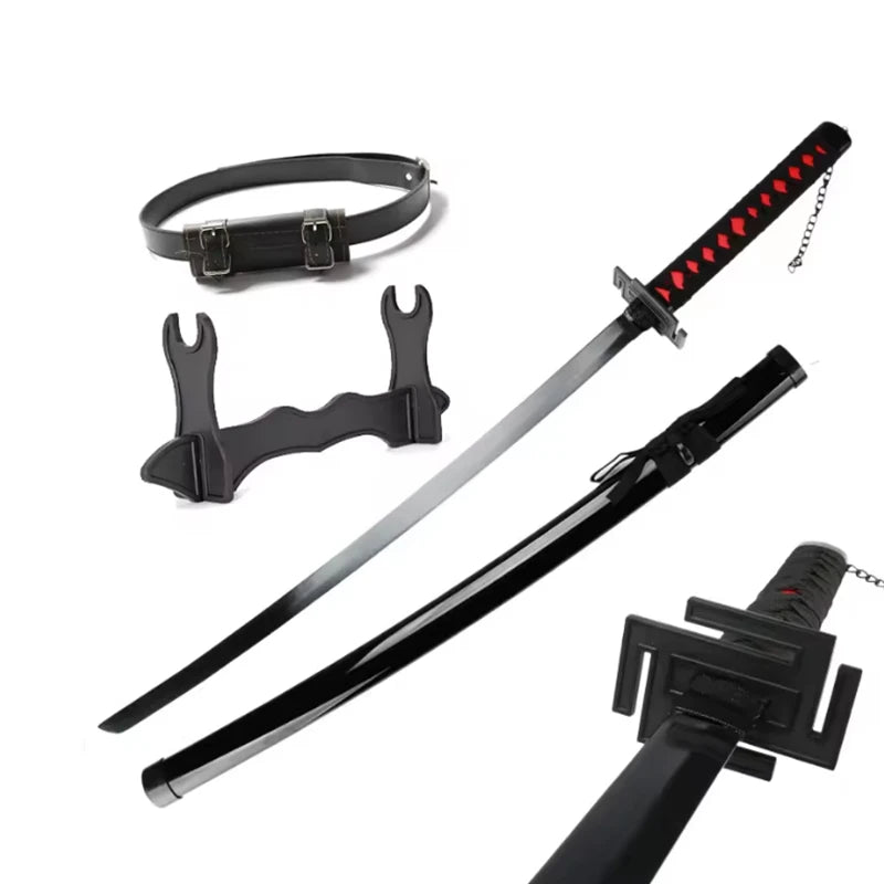 BLEACH Zanpakutou 41in Kurosaki Ichigo New Moon Tensa Zangetsu Anime COS Weapon Wooden Sword Comes with Belt and Blade Holder