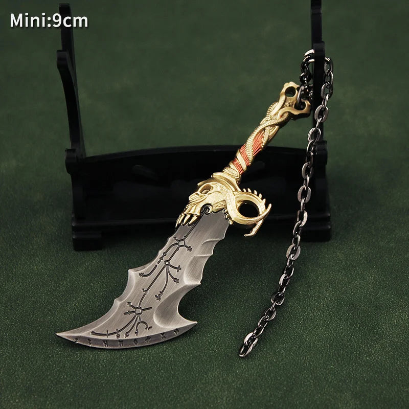 Blades Chaos Keychain Miniature God of War Kratos Leviathan Axe Fashionable Zinc Alloy Metal Swords