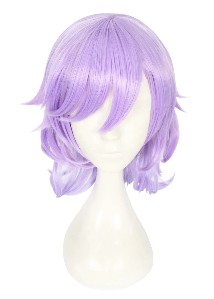High Quality 40cm Medium Long Curly Light Purple Mixed Twisted Wonderland Felmier Peluca Synthetic Anime Cosplay Wigs