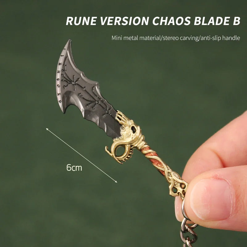 Blades Chaos Keychain Miniature God of War Kratos Leviathan Axe Fashionable Zinc Alloy Metal Swords