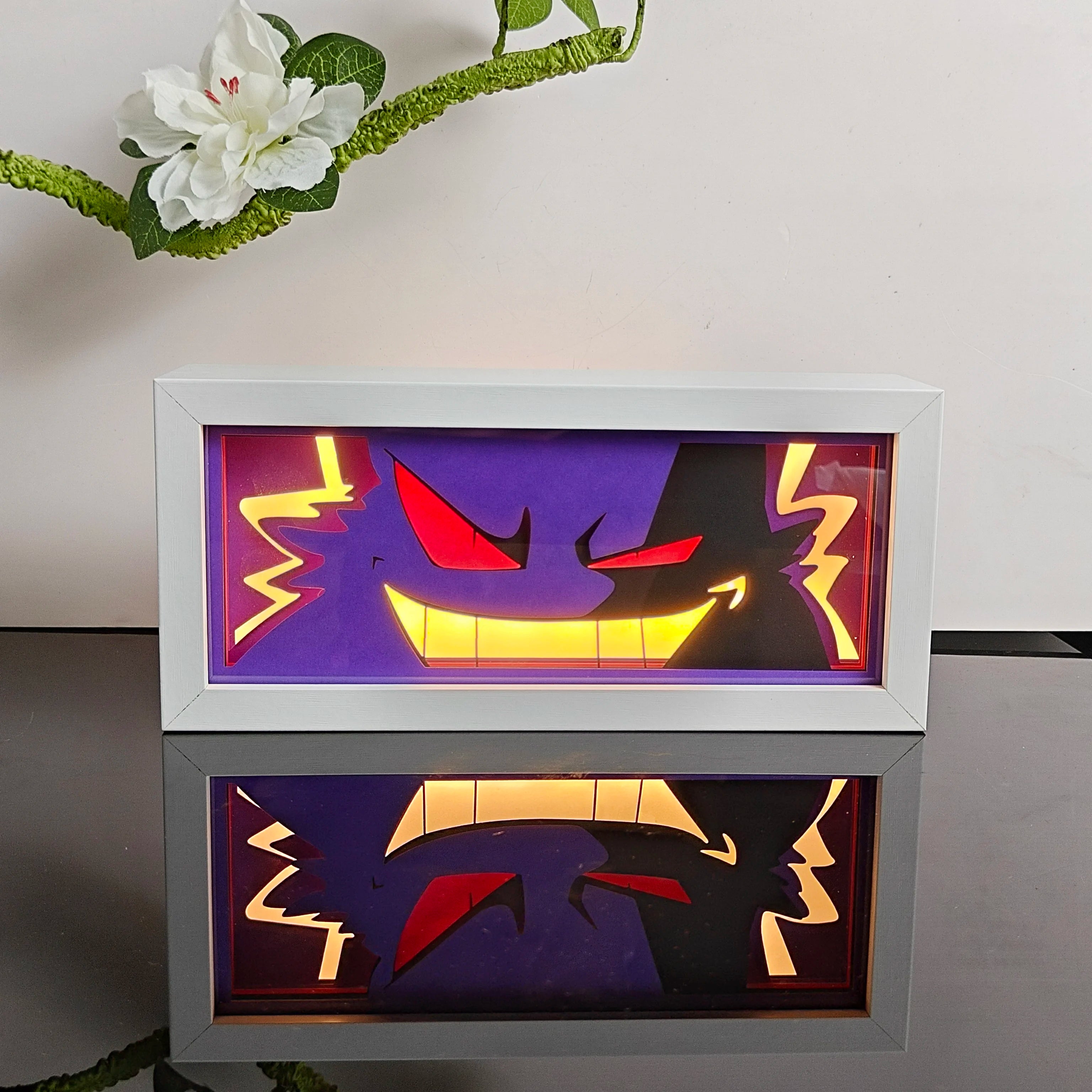 USA Warehouse Dropshipping Demon Slayer  Paper Carving Lamp 3D Anime Light Box Handicrafts Table Decoration Christmas Gift